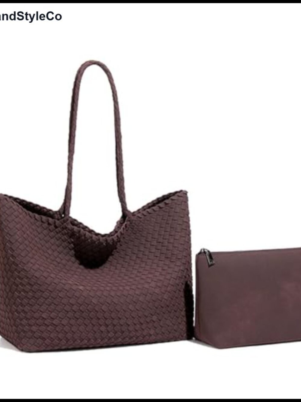 Faux Suede Woven Tote Bag for Women, Slouchy Shoulder Bag with Pouch, Set of 2
